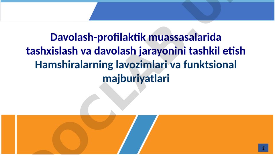 Davolash-profilaktik muassasalarida tashxislash va davolash jarayonini tashkil etish