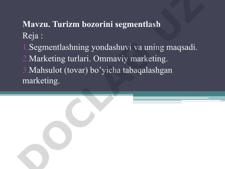 Turizm bozorini segmentlash