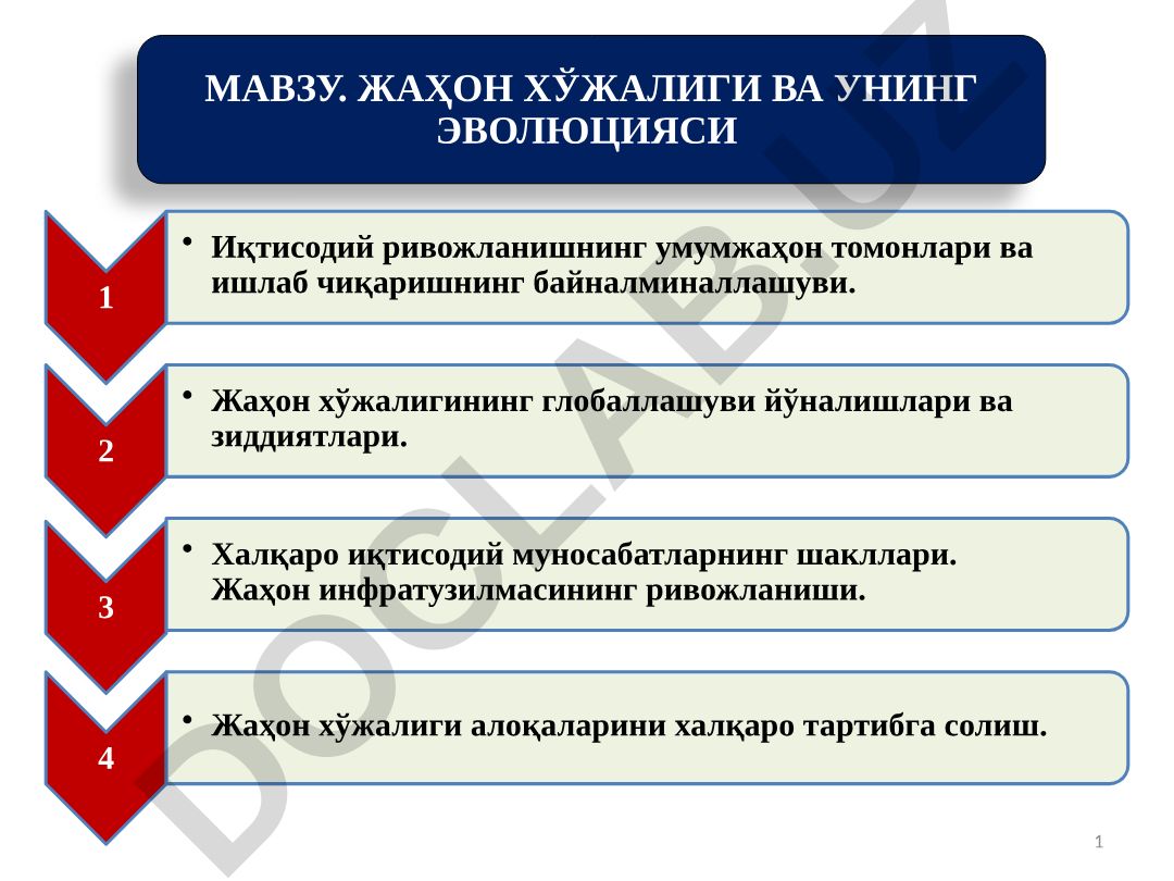 Жаҳон хўжалиги ва унинг эволюцияси