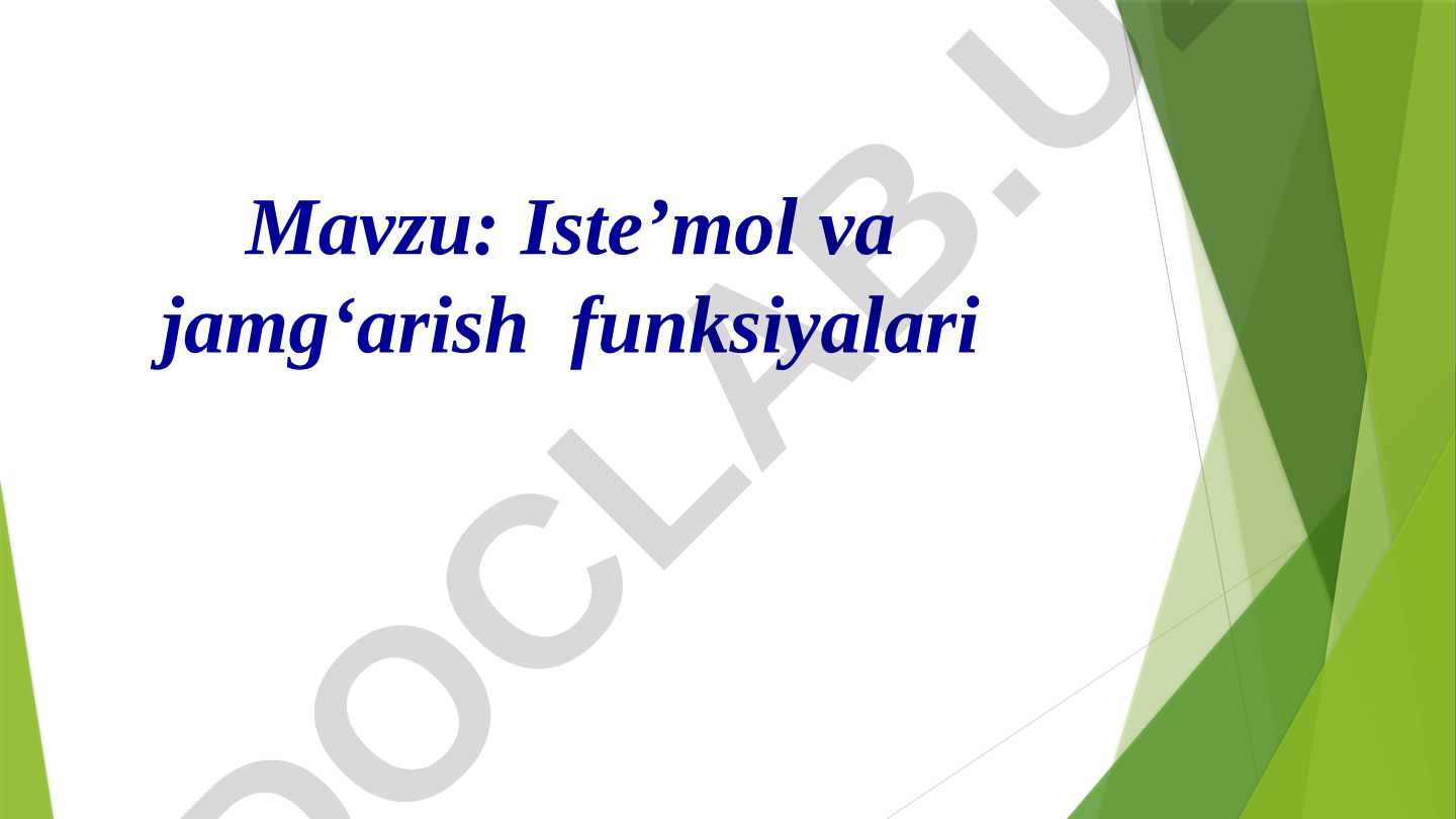 Iste’mol va jamg‘arish funksiyalari