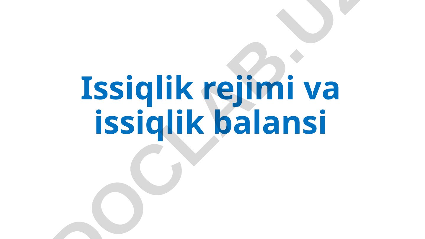 Issiqlik rejimi va issiqlik balansi