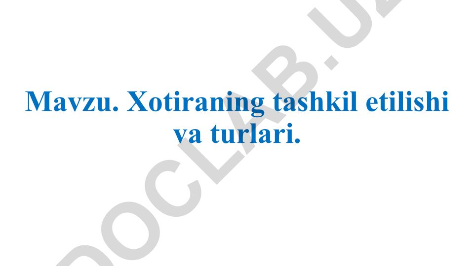 Xotiraning tashkil etilishi va turlari