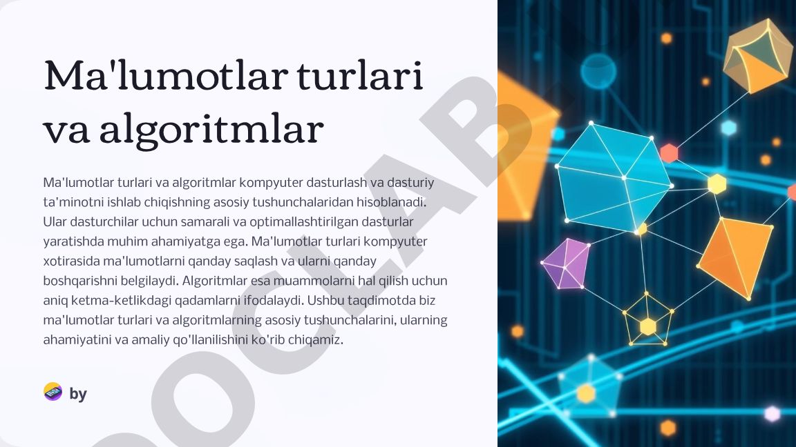 Ma'lumotlar turlari va algoritmlar