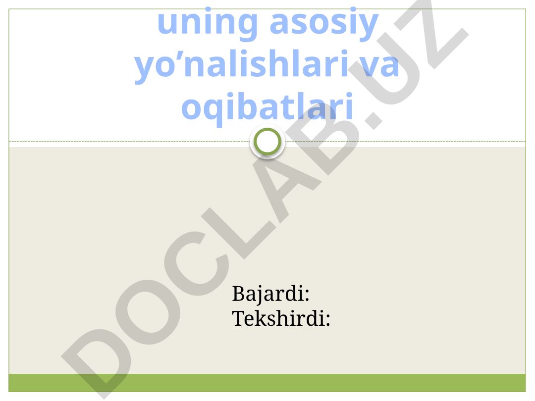 Globallashuv jarayoni, uning yo'nalishlari va oqibatlari