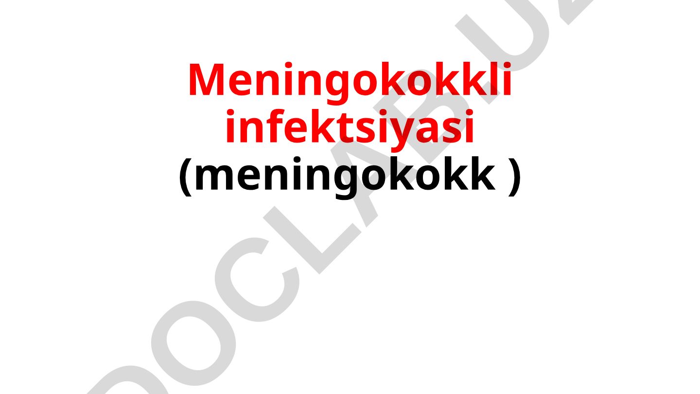 Meningokokkli infektsiyasi va uning xususiyatlari