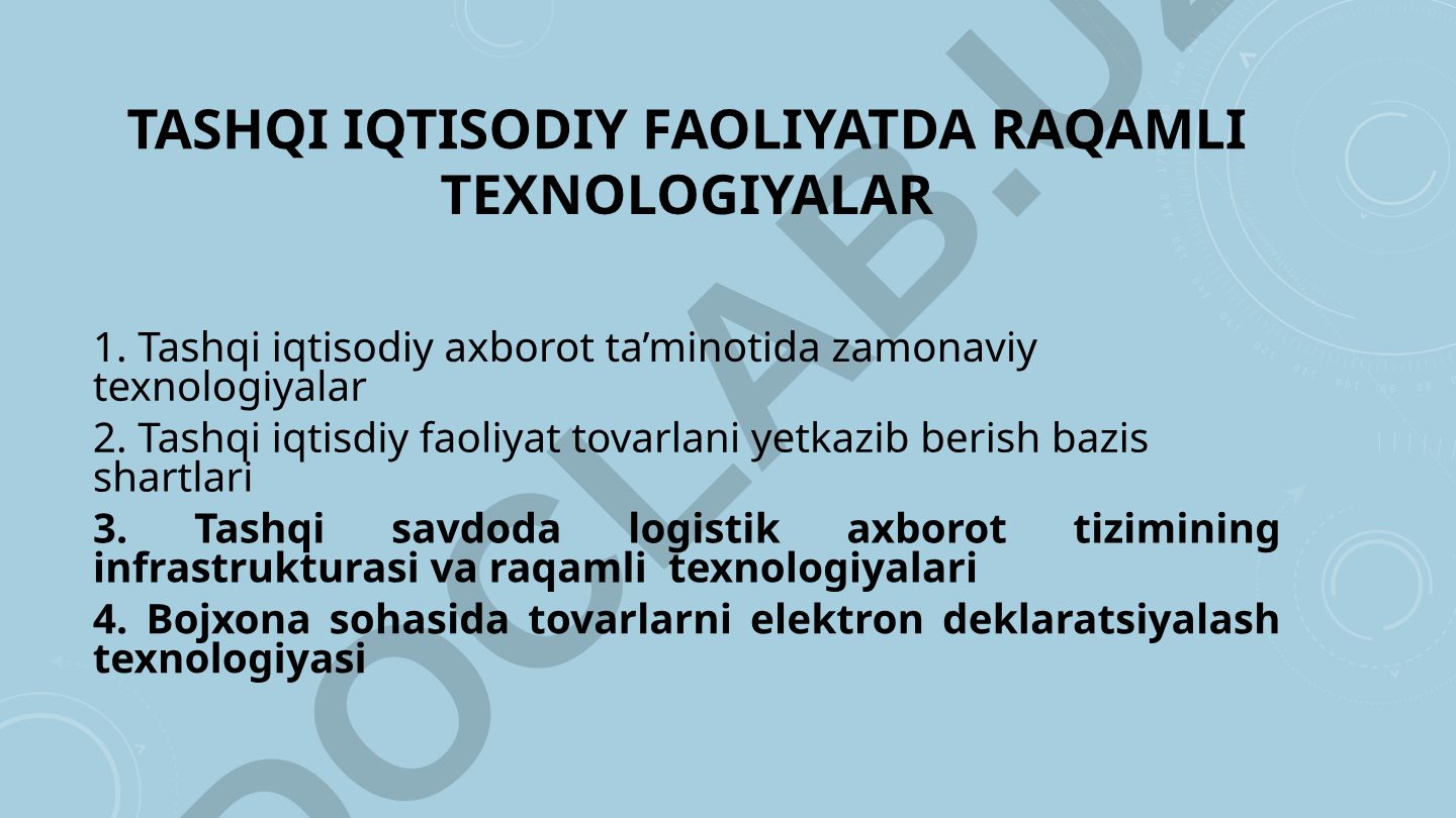 Tashqi iqtisodiy faoliyatda raqamli texnologiyalar