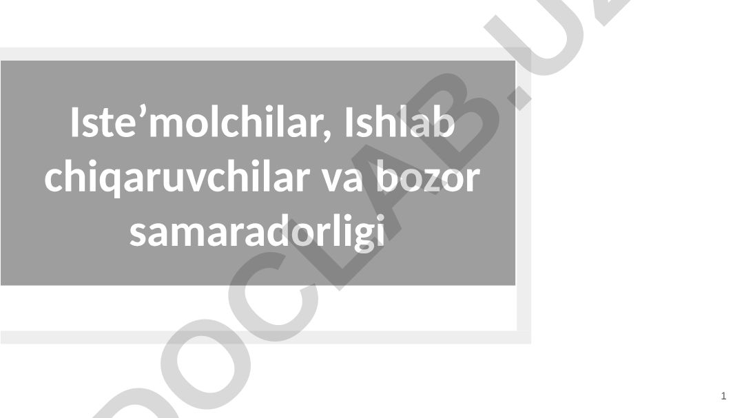 Iste'molchilar, ishlab chiqaruvchilar va bozor samaradorligi