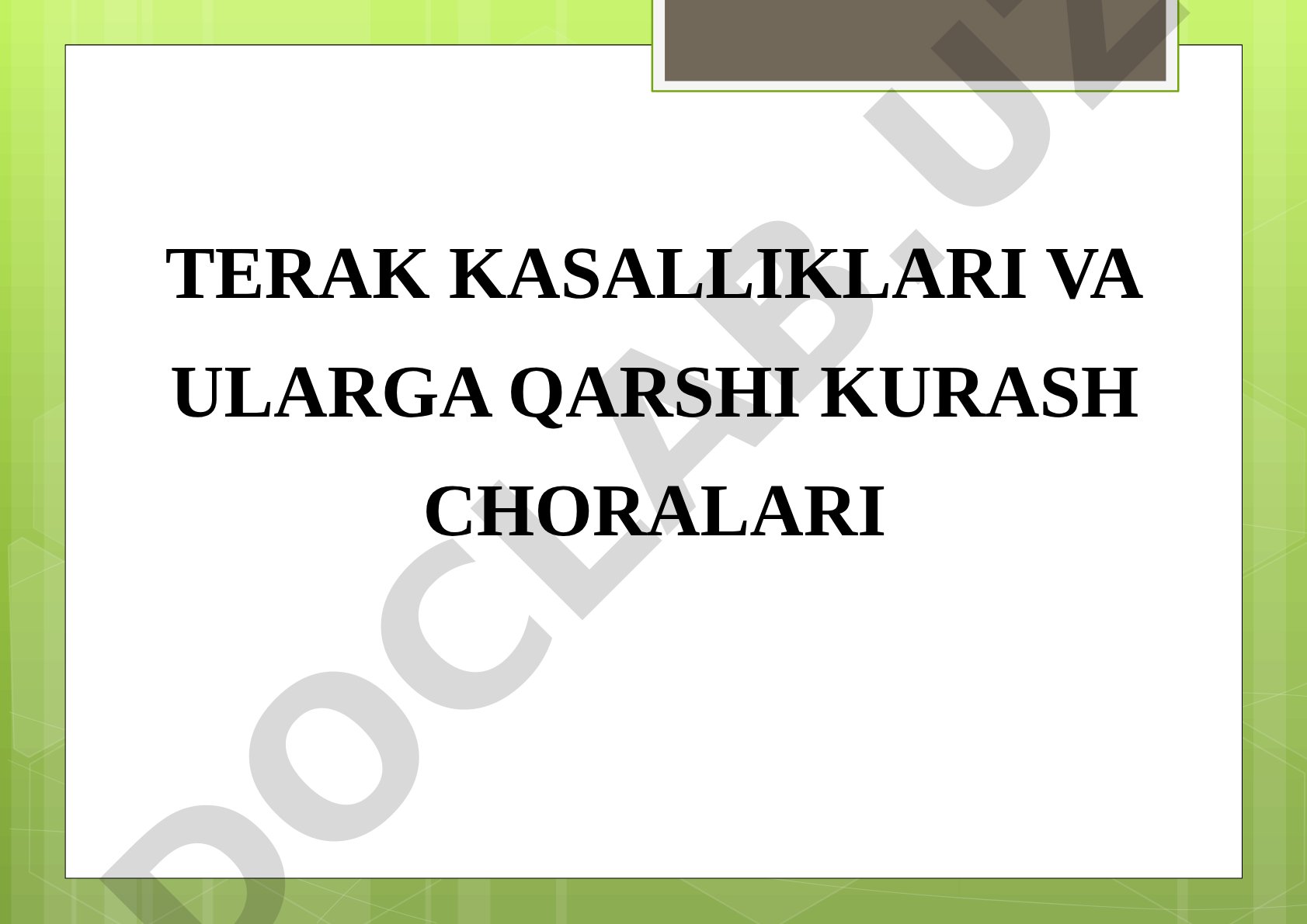 Terak kasalliklari va ularga qarshi kurash choralari