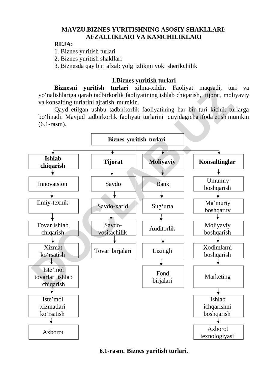 Biznes yuritishning asosiy shakllari: afzalliklari va kamchiliklari
