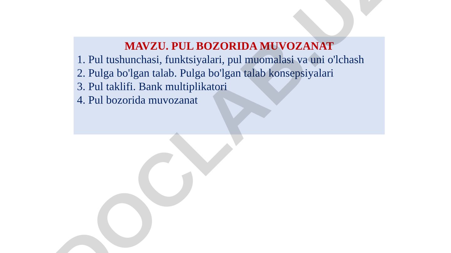 Pul bozorida muvozanat