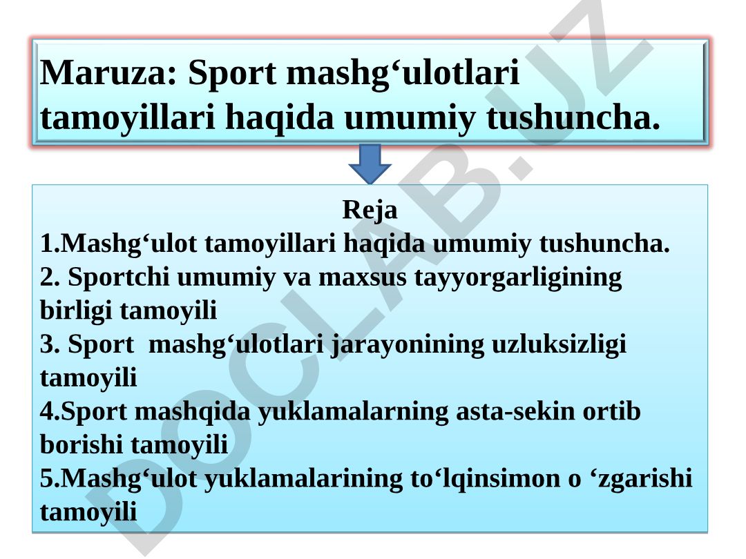 Sport mashg'ulotlari tamoyillari