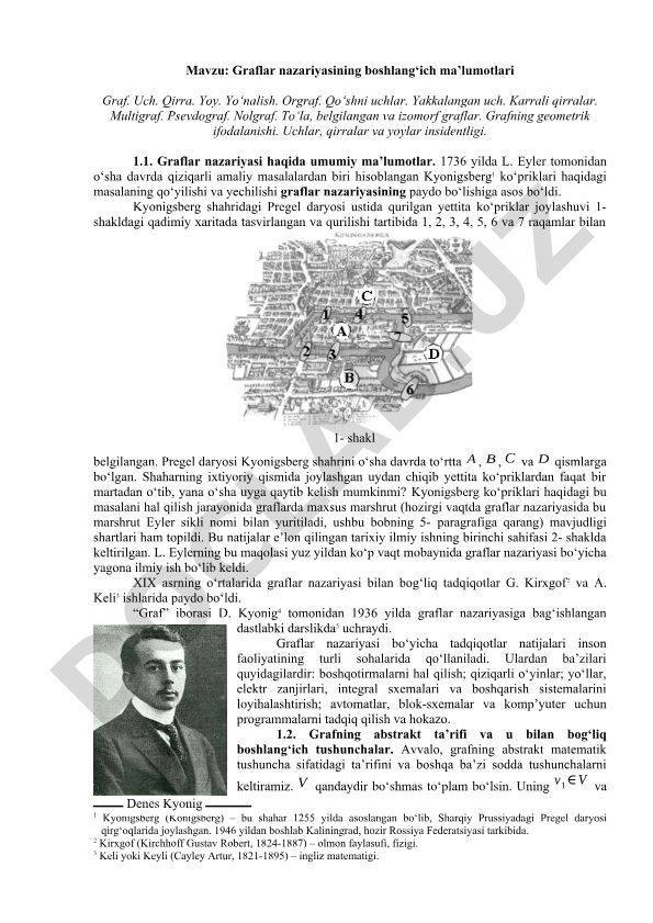 Graflar nazariyasining boshlang‘ich ma’lumotlari
