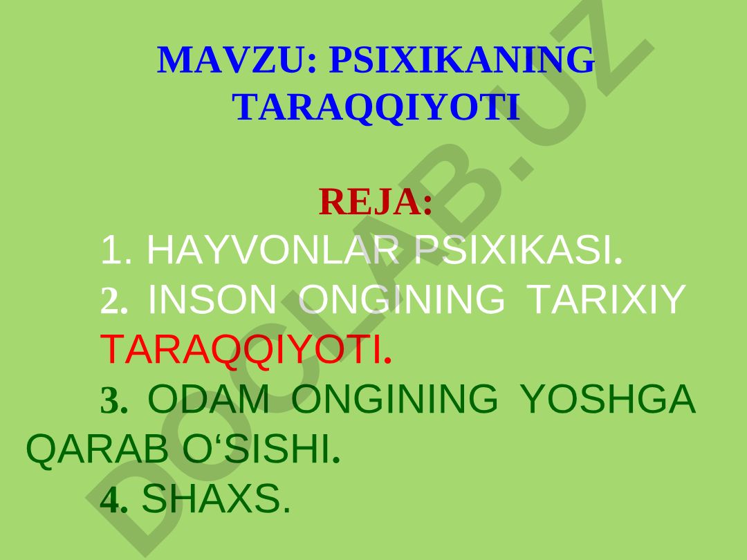 PSIXIKANING TARAQQIYOTI