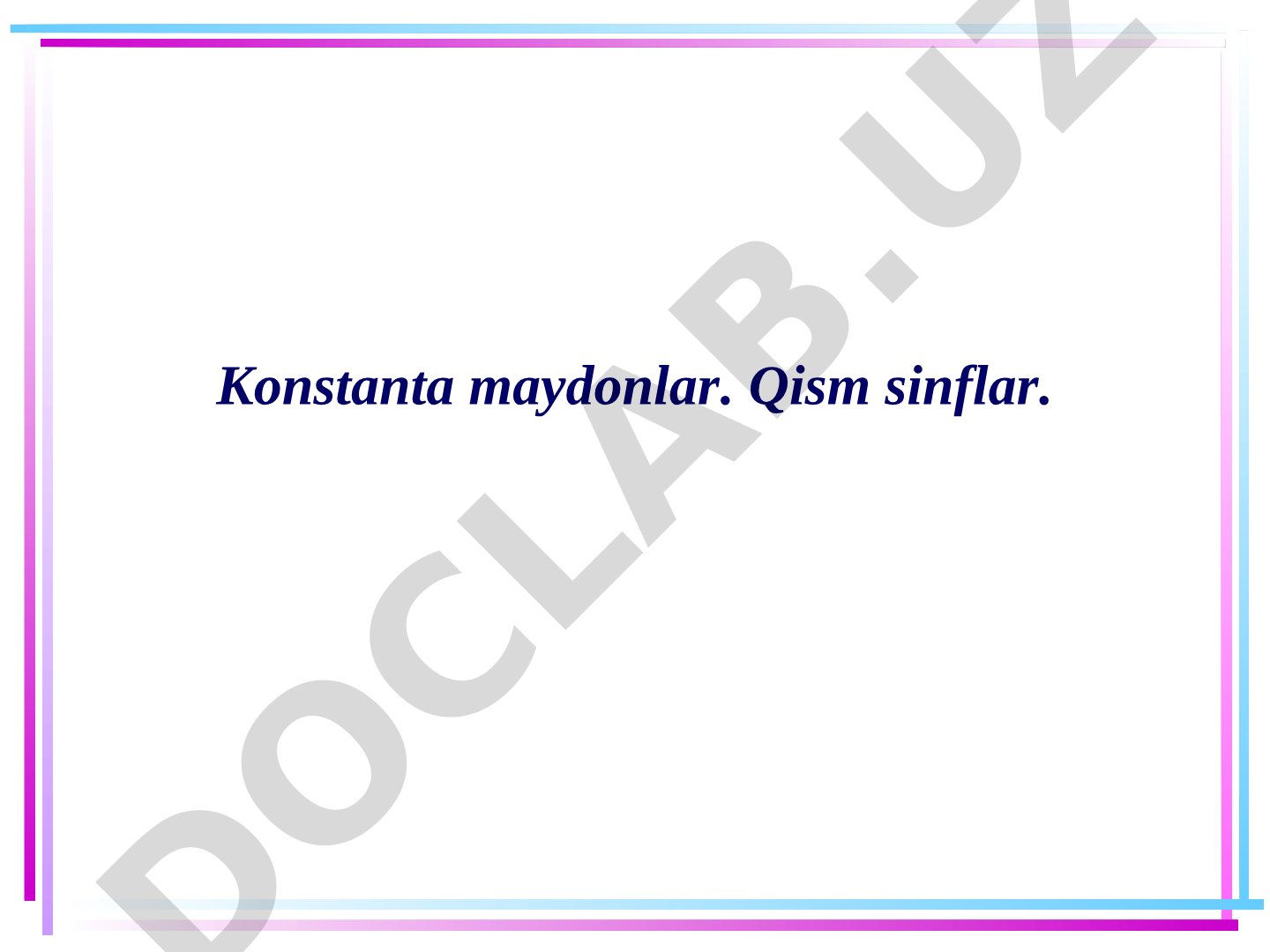 C# sinf maydonlari taqdimoti
