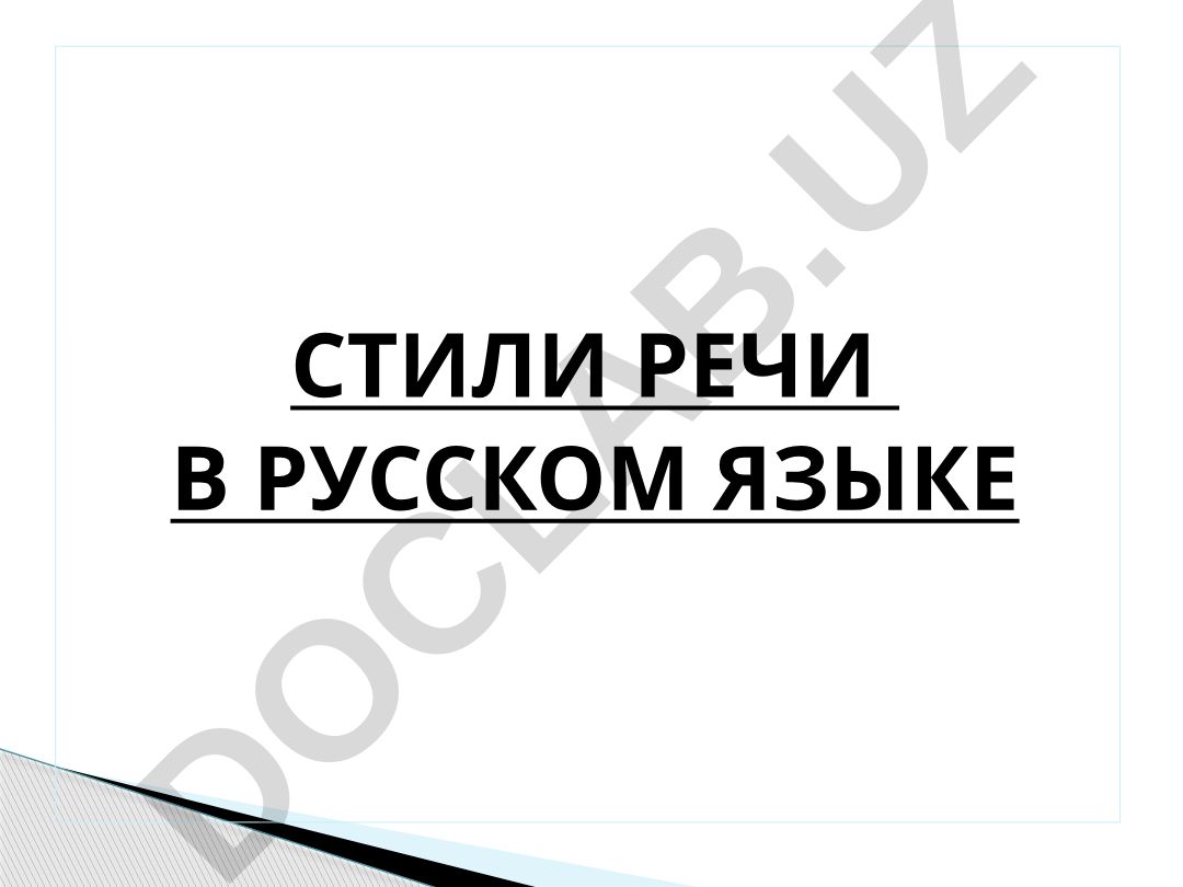 Стили речи в русском языке