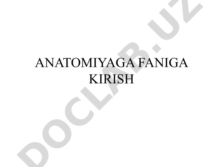 Anatomiyaga kirish va asosiy tushunchalar