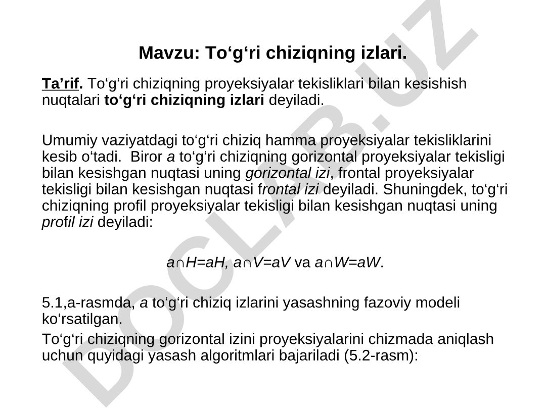 To‘g‘ri chiziqning izlari