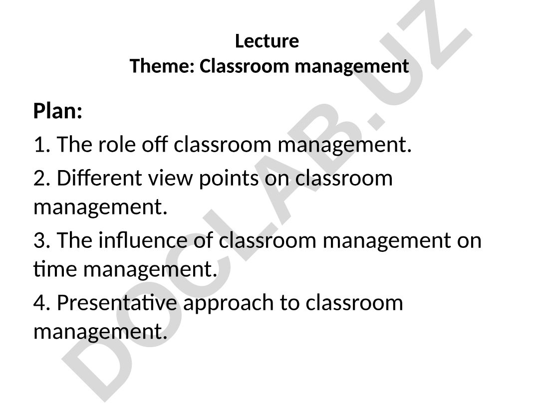 Classroom management
