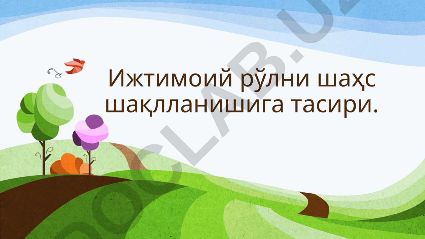 Ижтимоий рўлни шаҳс шақлланишига тасири