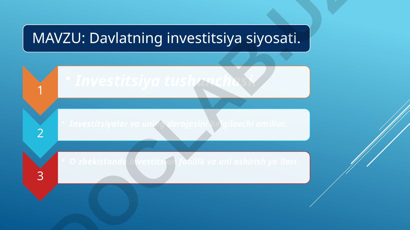 Davlatning investitsiya siyosati
