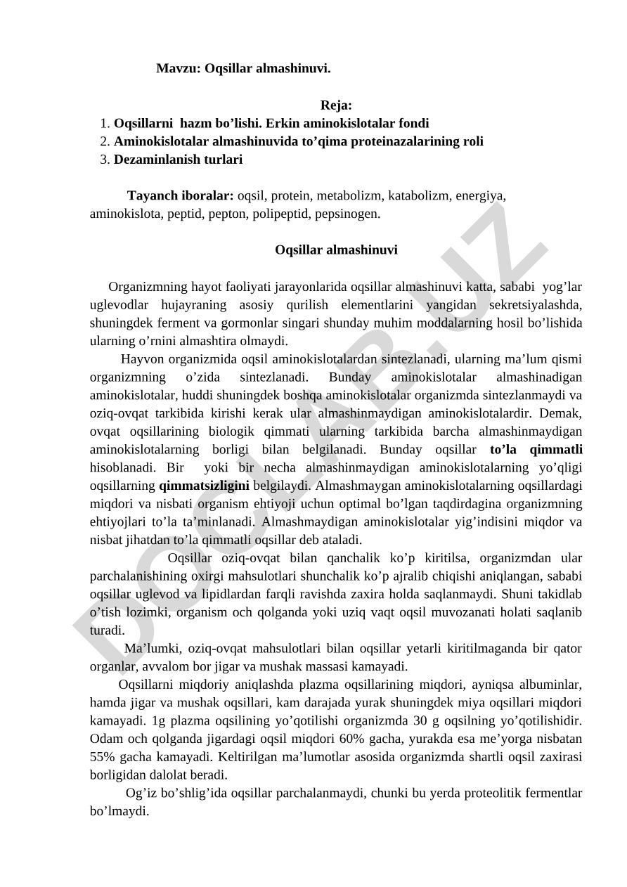 Oqsillar almashinuvi