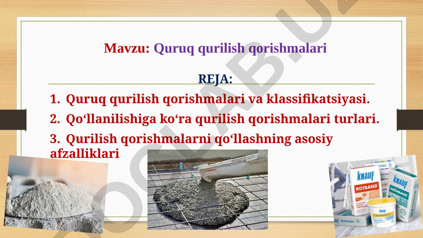 Quruq qurilish qorishmalari