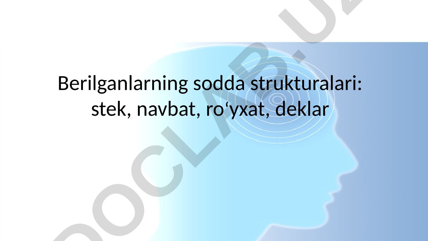 Ma'lumotlar strukturalari: tushuncha, turlari va amaliy qo'llanilishi