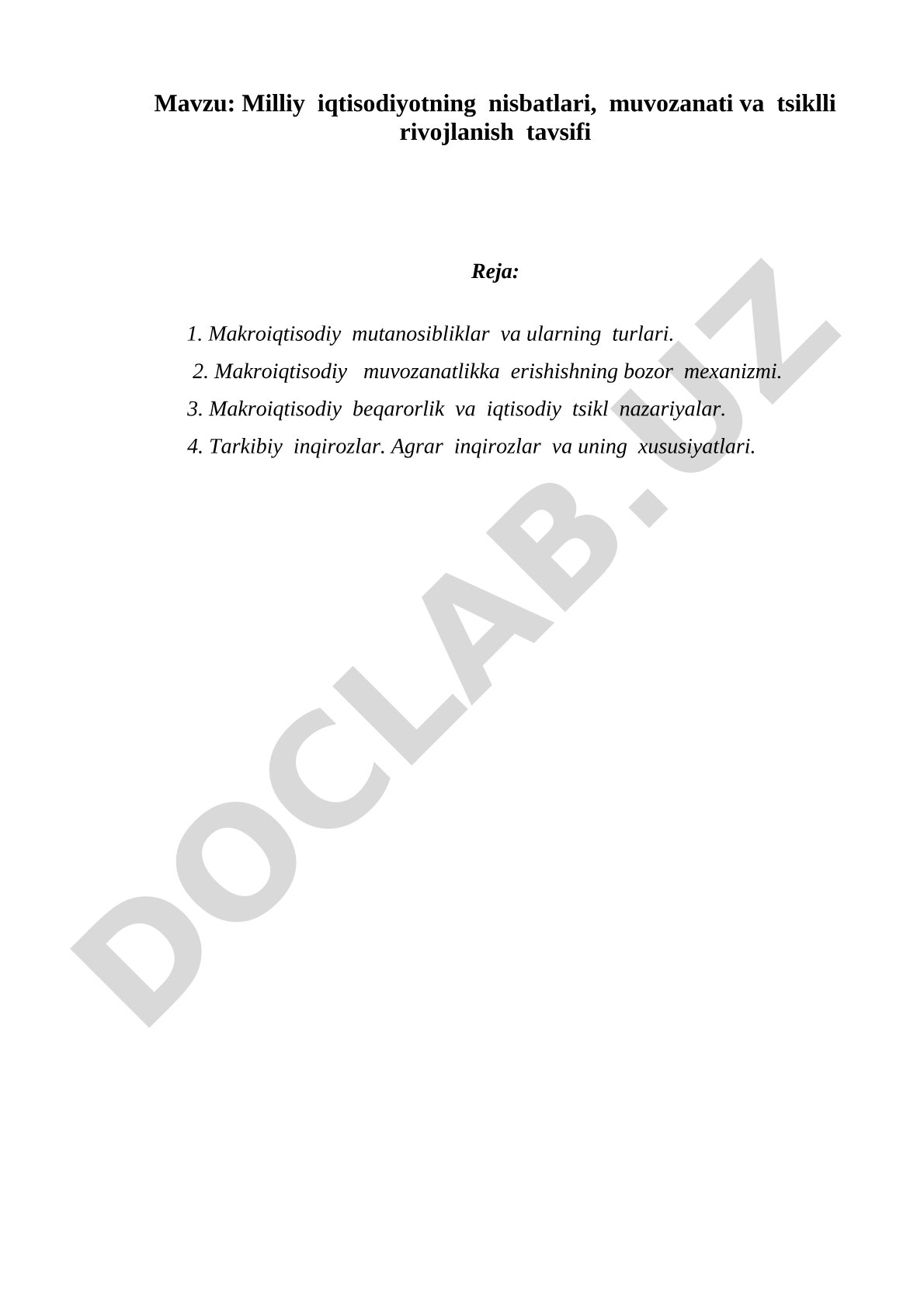 Makroiqtisodiyot kurs ishi