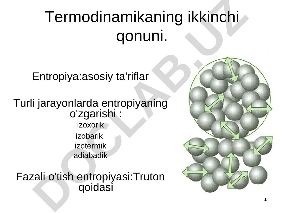 Termodinamikaning ikkinchi qonuni va entropiya