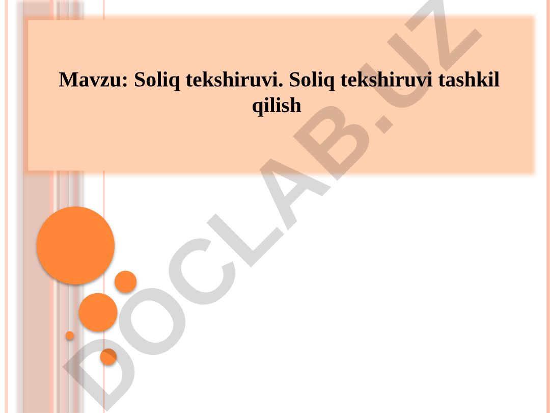 Soliq tekshiruvi. Soliq tekshiruvi tashkil qilish