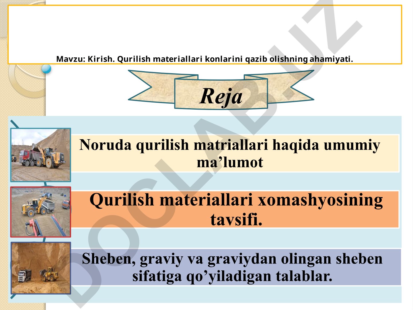 Kirish. Qurilish materiallari konlarini qazib olishning ahamiyati