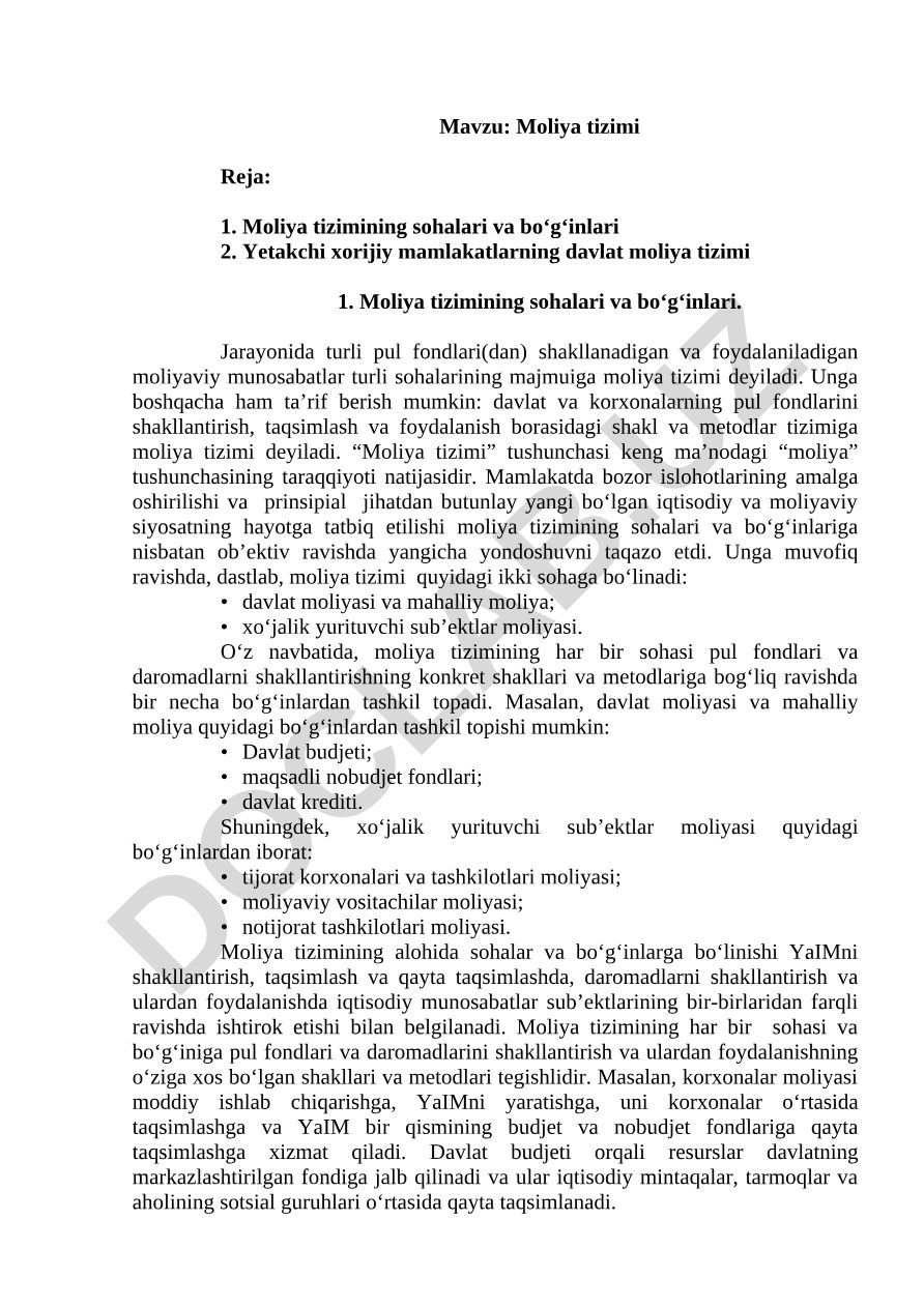 Moliya tizimi