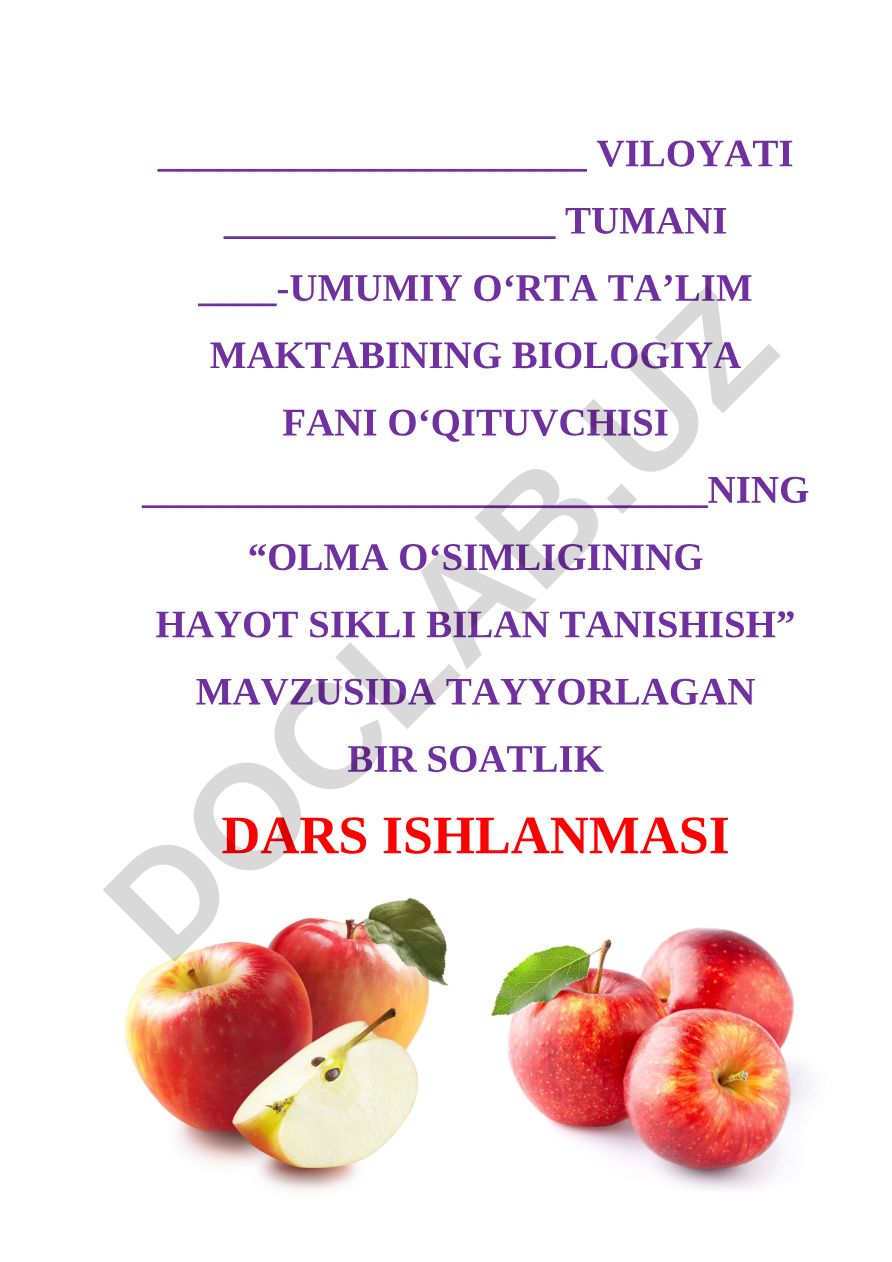 Olma o'simligining hayot sikli bilan tanishish