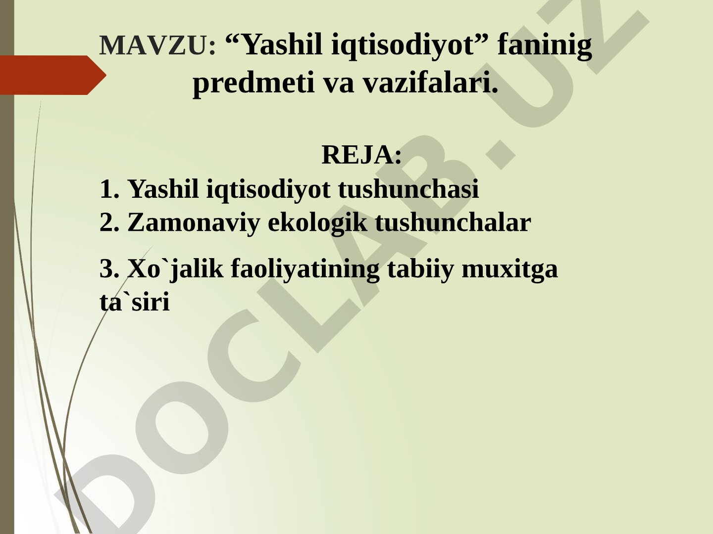 Yashil iqtisodiyot taqdimoti