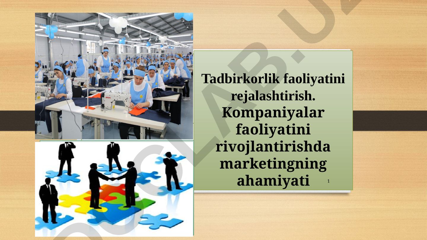 Tadbirkorlik faoliyatini rejalashtirish va marketingning ahamiyati