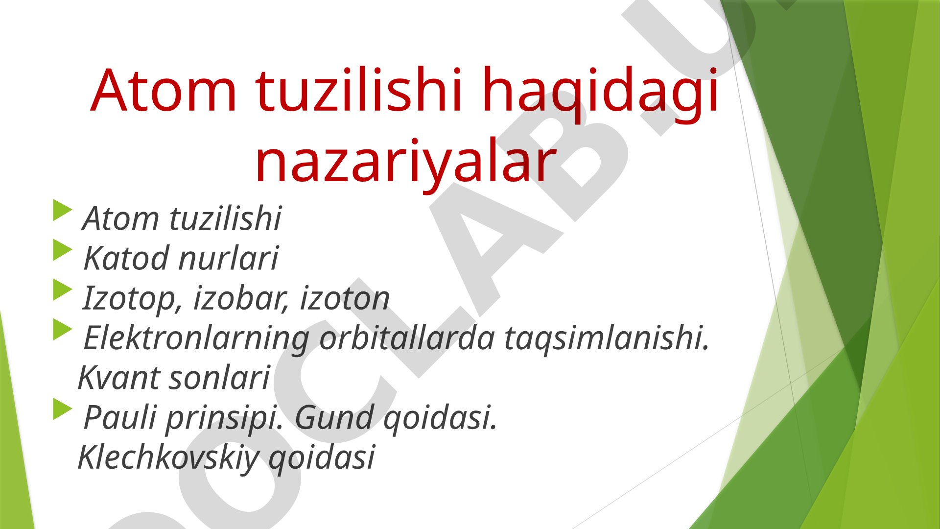 Atom tuzilishi taqdimoti