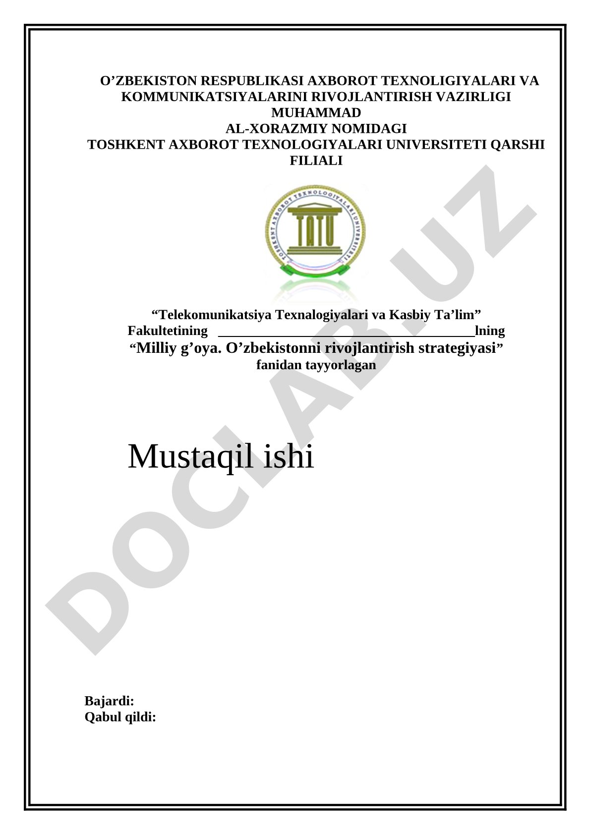 Globallashuv fanidan kurs ishi