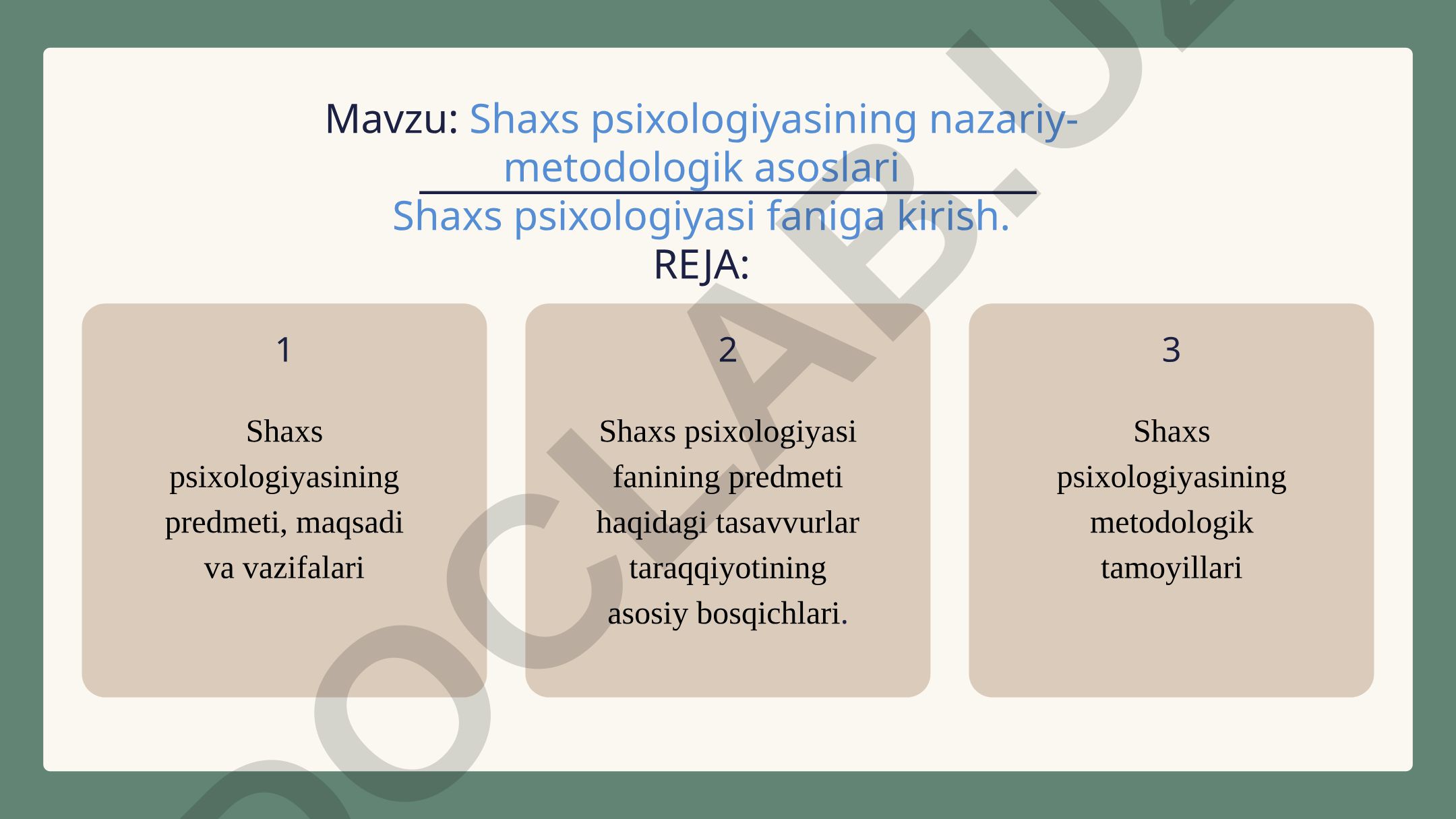Shaxs psixologiyasining nazariy-metodologik asoslari