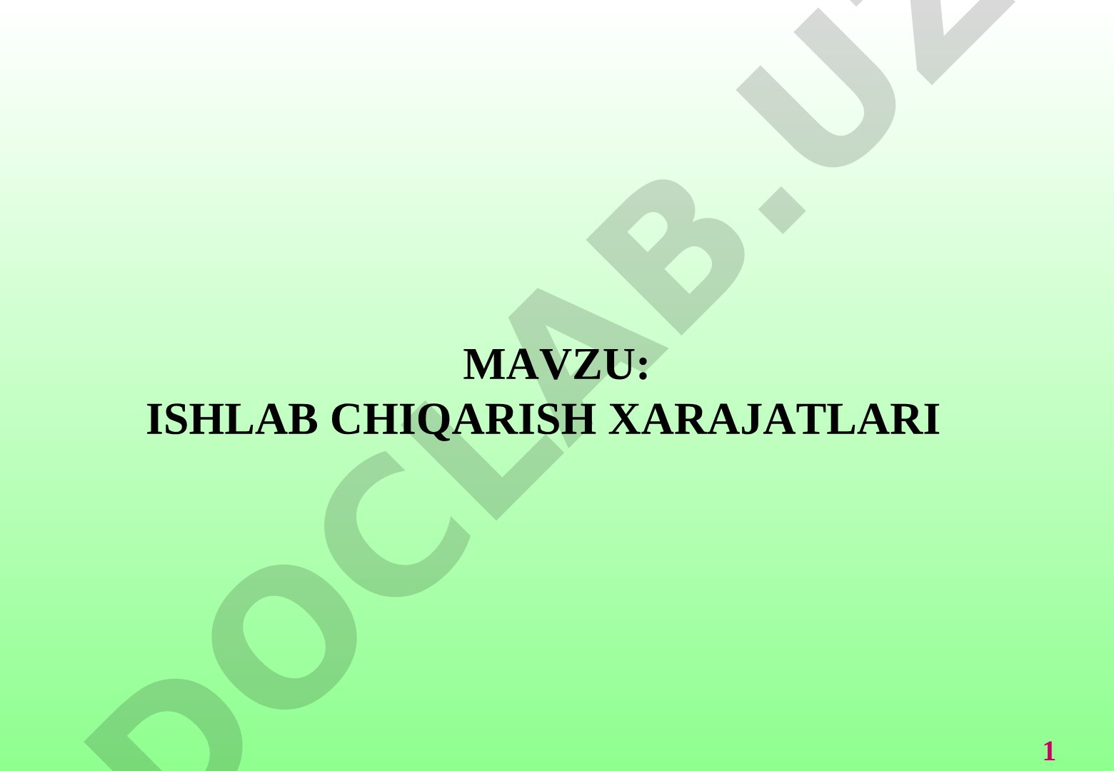 Ishlab chiqarish xarajatlari taqdimoti