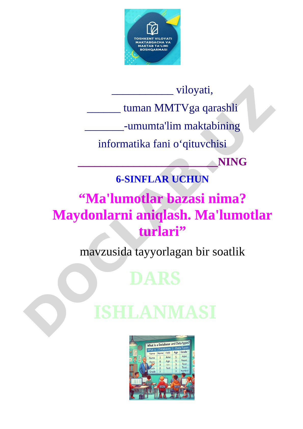 Informatika dars ishlanmasi