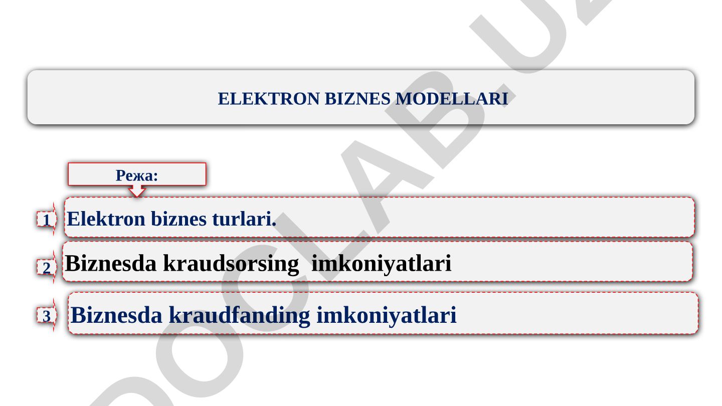 Elektron biznes modellari va kraudfanding imkoniyatlari
