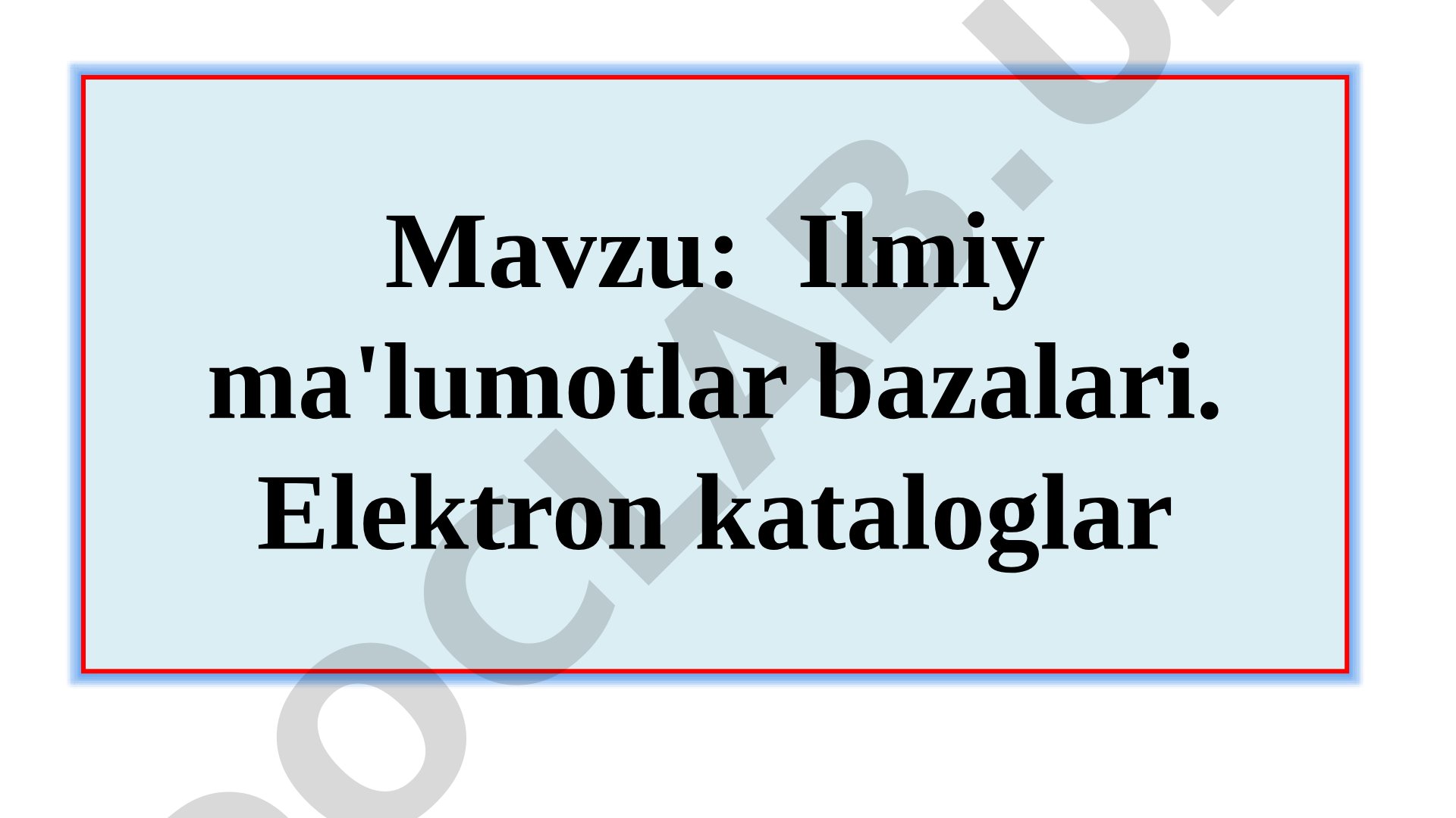Ilmiy ma'lumotlar bazalari taqdimoti
