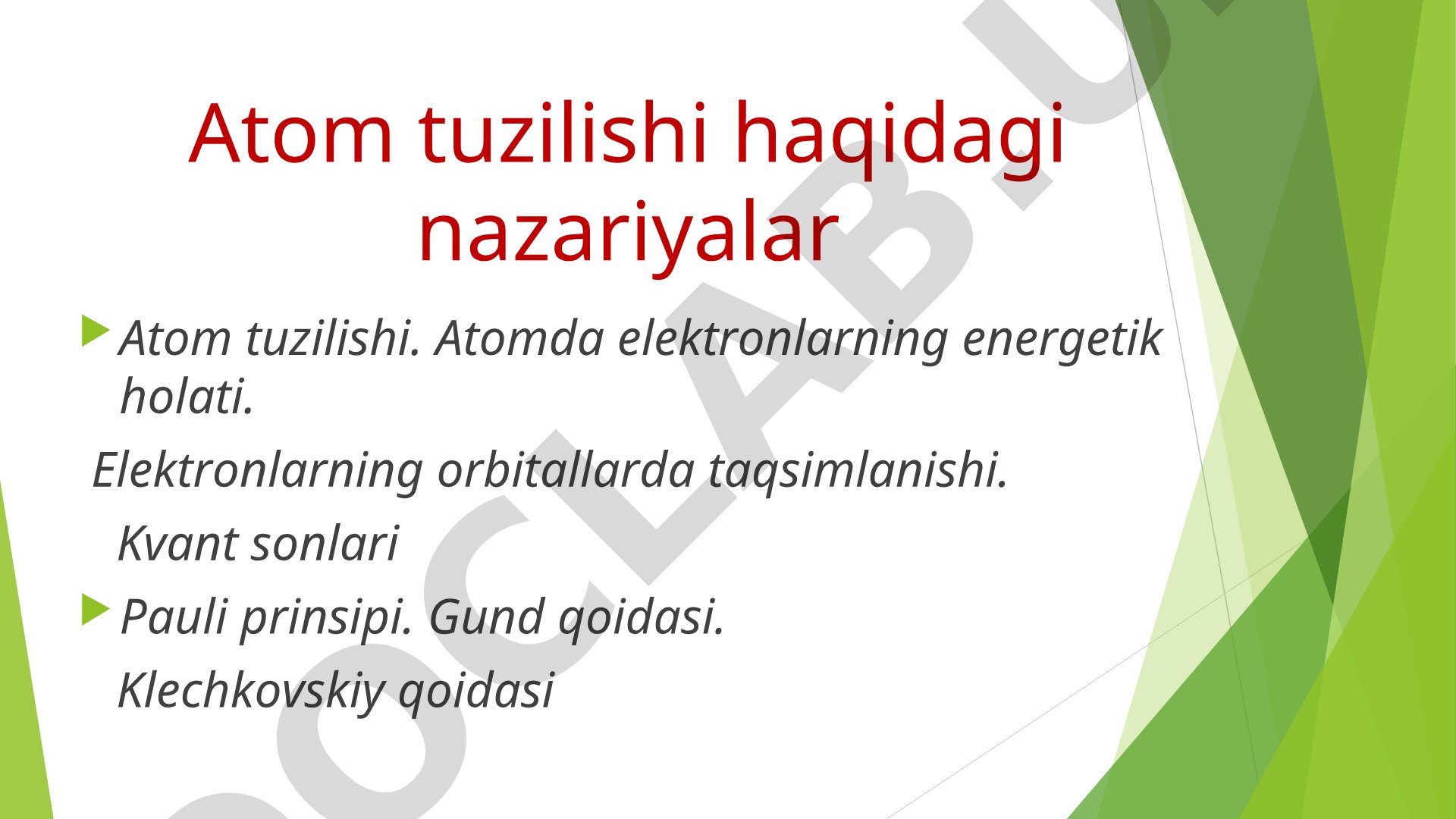 Atom tuzilishi taqdimoti