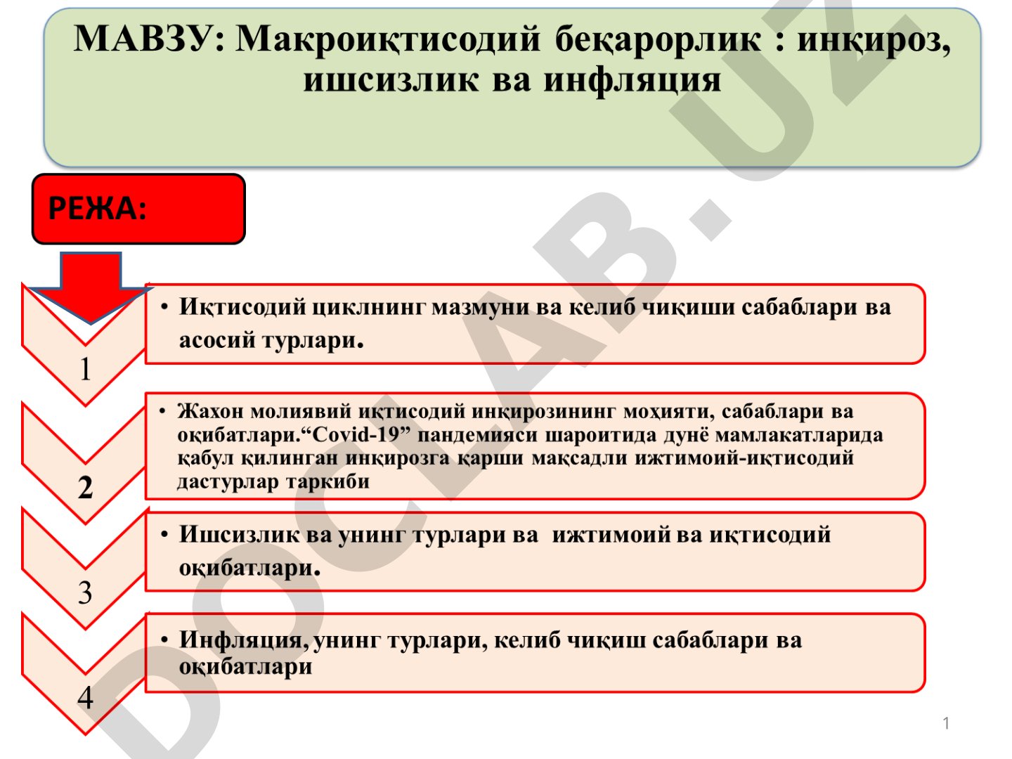 Иқтисодий цикл ва унинг фазалари