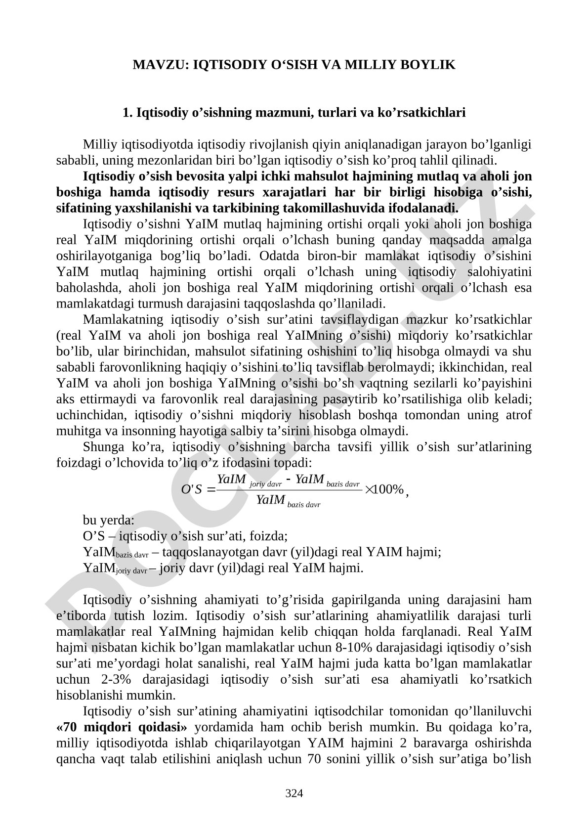 Iqtisodiy o'sish va milliy boylik