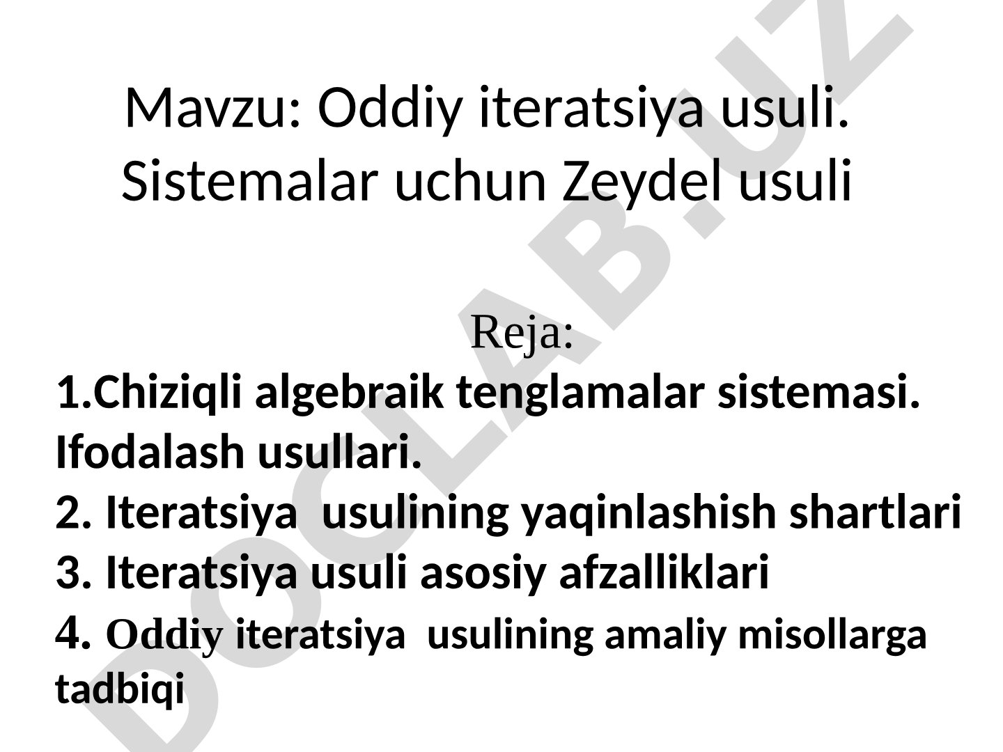 Iteratsiya usullari taqdimoti