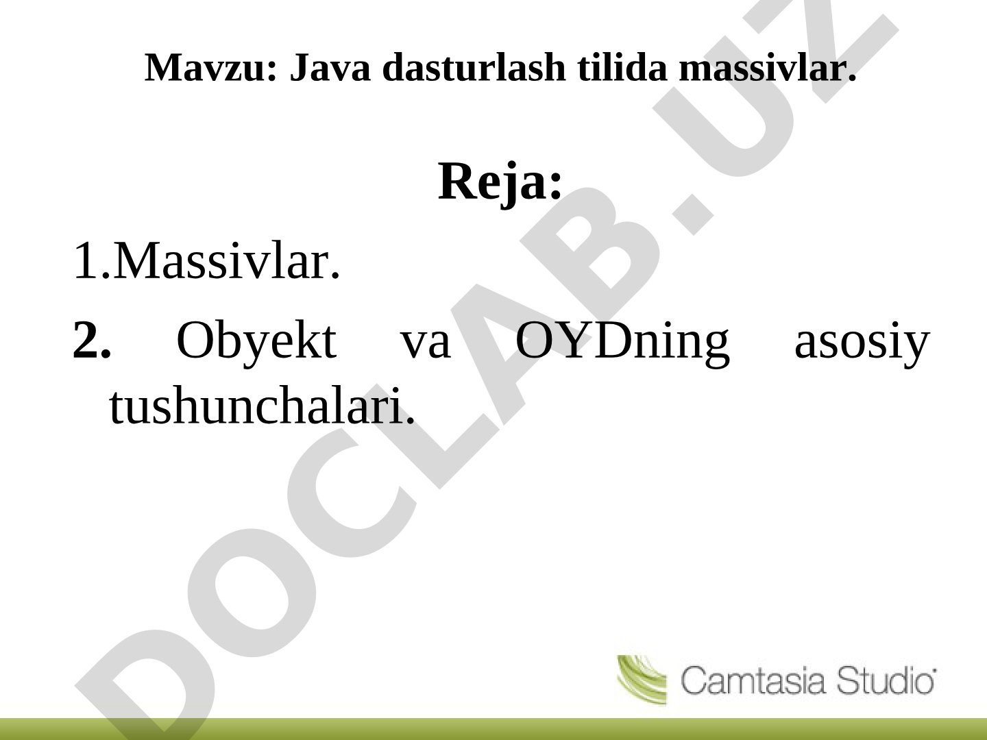Java massivlari taqdimoti