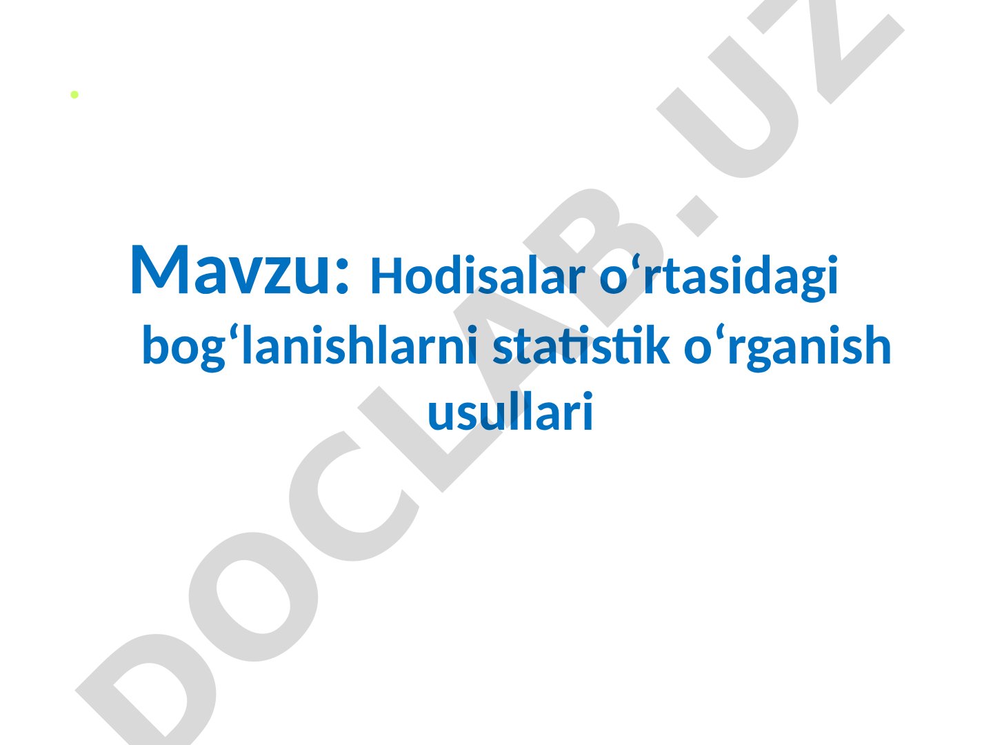 Statistik bog'lanishlar taqdimoti
