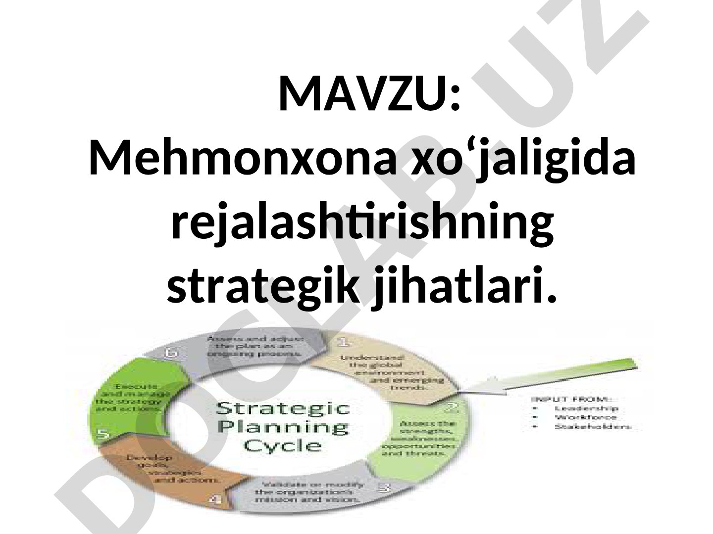 Mehmonxona strategik boshqaruv taqdimoti