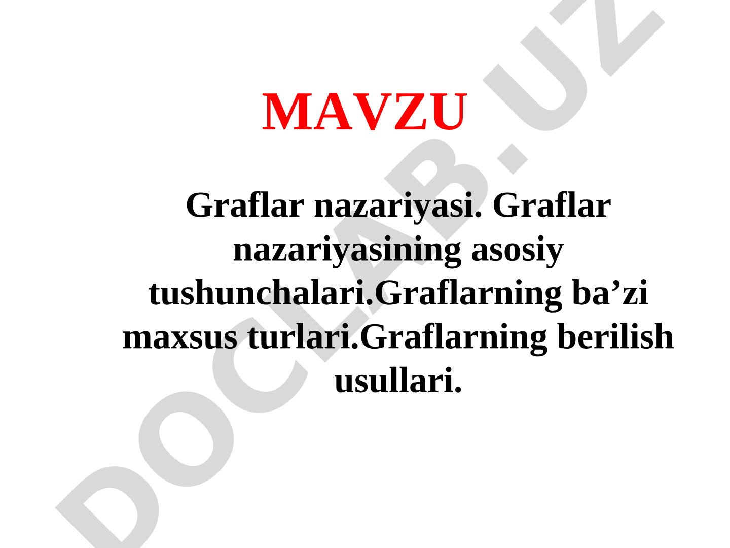 Graflar nazariyasi taqdimoti